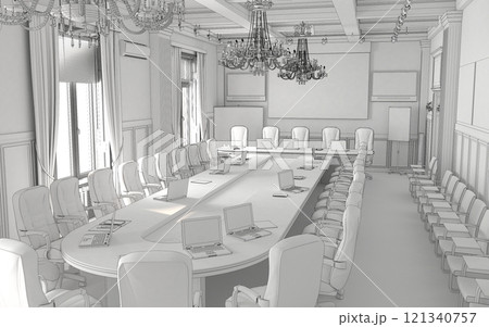conference room, meeting room, interior visualization, 3D illustration 121340757