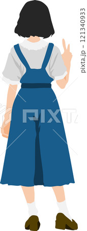 後ろ姿の女性のイラスト 121340933