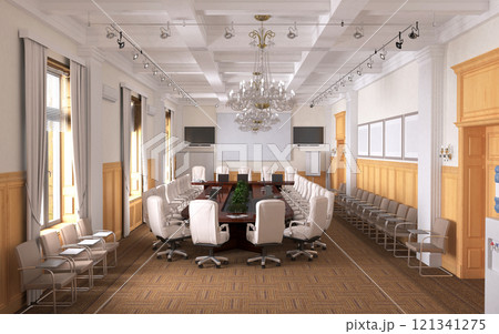 conference room, meeting room, interior visualization, 3D illustration conference room, meeting room, interior visualization, 3D illustration 121341275