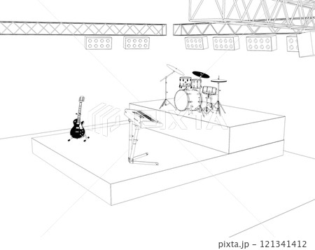 concert stage, contour visualization, 3D illustration, sketch, outline concert stage, contour visualization, 3D illustration, sketch, outline 121341412
