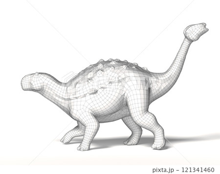 A white wireframe model of a ankylosaur A white wireframe model of a ankylosaur 121341460