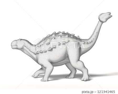 A white wireframe model of a ankylosaur A white wireframe model of a ankylosaur 121341465