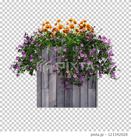 decorative flower in a pot isolate on a transparent background, 3D illustration, cg render decorative flower in a pot isolate on a transparent background, 3D illustration, cg render 121342026
