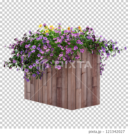 decorative flower in a pot isolate on a transparent background, 3D illustration, cg render decorative flower in a pot isolate on a transparent background, 3D illustration, cg render 121342027