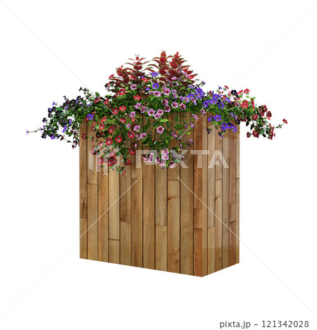 decorative flower in a pot isolate on a transparent background, 3D illustration, cg render 121342028
