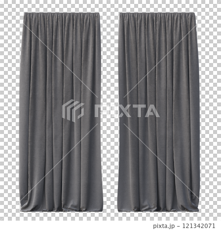 curtain isolated on a transparent background, interior decorations, 3D illustration, cg render 121342071