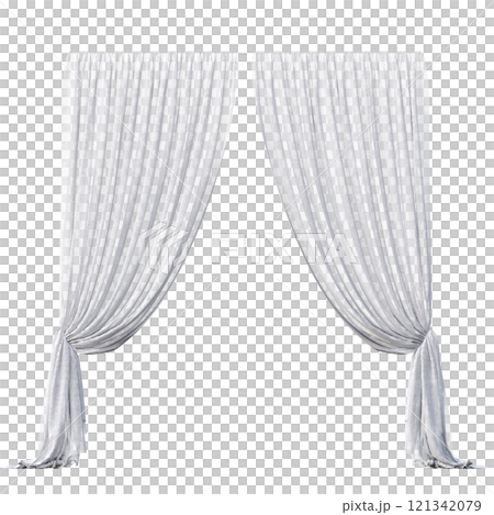 curtain isolated on a transparent background, interior decorations, 3D illustration, cg render 121342079