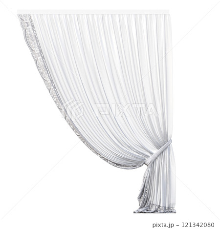 curtain isolated on a transparent background, interior decorations, 3D illustration, cg render curtain isolated on a transparent background, interior decorations, 3D illustration, cg render 121342080