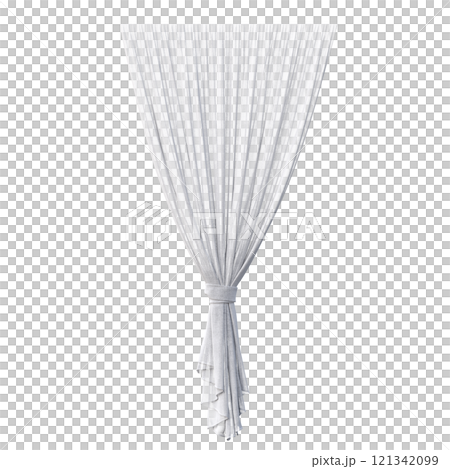 curtain isolated on a transparent background, interior decorations, 3D illustration, cg render 121342099
