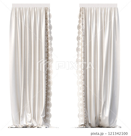 curtain isolated on a transparent background, interior decorations, 3D illustration, cg render 121342100