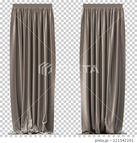 curtain isolated on a transparent background, interior decorations, 3D illustration, cg render 121342101
