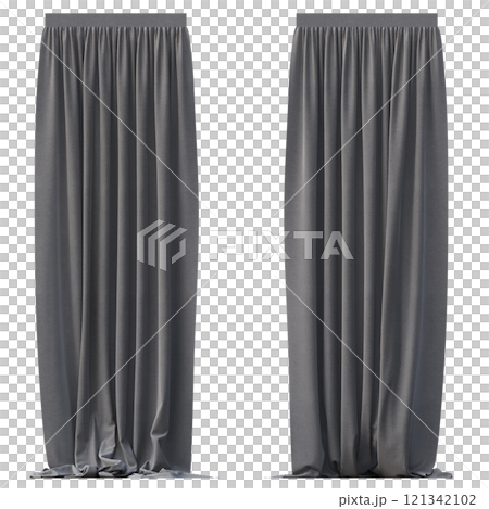 curtain isolated on a transparent background, interior decorations, 3D illustration, cg render 121342102