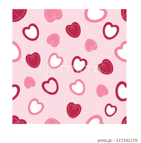 pink seamless colorful background with cute hearts. hand drawn pink seamless colorful background with cute hearts. hand drawn 121342270