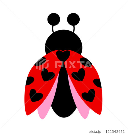cute ladybug with hearts on a white background. hand drawn. 121342451