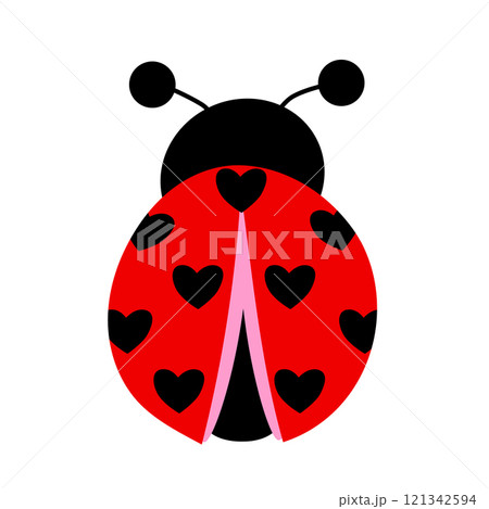 cute ladybug with hearts on a white background. hand drawn. 121342594