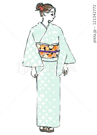 着物を着た女性のイラスト素材 [121342772] - PIXTA