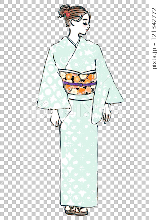 一個穿著和服的女人 121342772