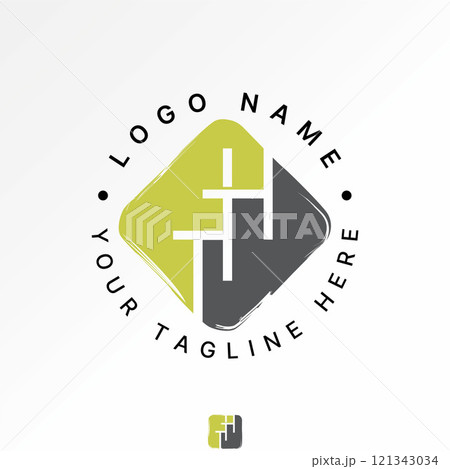 Logo design graphic concept creative premium vector stock image graphic initial TTH line font square top down scratch art monogram typography branding 121343034