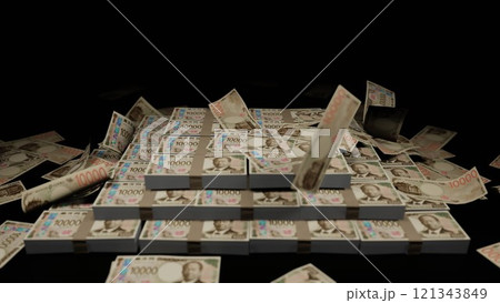 天から降ってくる一万円札 121343849