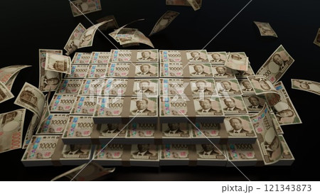 天から降ってくる一万円札 121343873