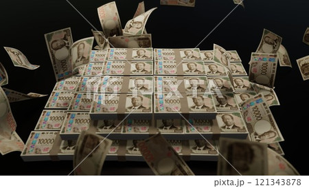 天から降ってくる一万円札 121343878