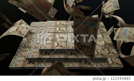 天から降ってくる一万円札 121343885