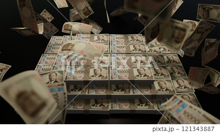 天から降ってくる一万円札 121343887