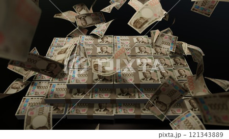 天から降ってくる一万円札 121343889