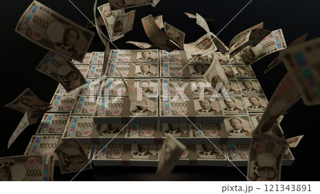 天から降ってくる一万円札 121343891