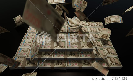 天から降ってくる一万円札 121343893