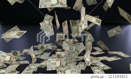 天から降ってくる一万円札 121343921
