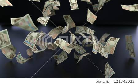 天から降ってくる一万円札 121343923