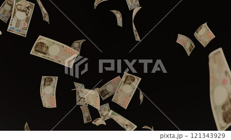 天から降ってくる一万円札 121343929