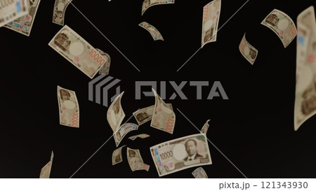 天から降ってくる一万円札 121343930