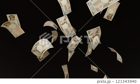 天から降ってくる一万円札 121343940