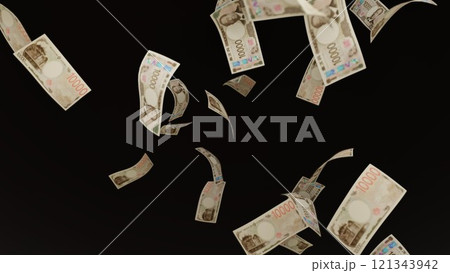 天から降ってくる一万円札 121343942