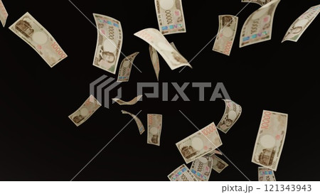 天から降ってくる一万円札 121343943