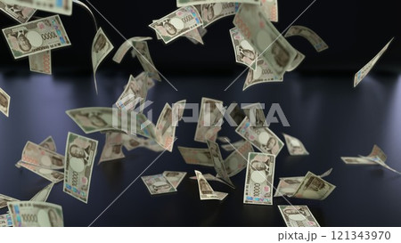 天から降ってくる一万円札 121343970