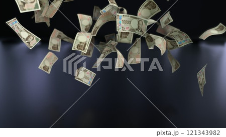天から降ってくる一万円札 121343982