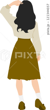 後ろ姿の女性のイラスト 121344037