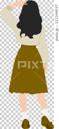 後ろ姿の女性のイラスト 121344037
