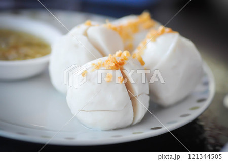 fish balls with fried garlic ,fishballs 121344505