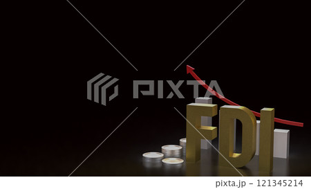The FDI text and coins for Business concept 3d rendering. 121345214