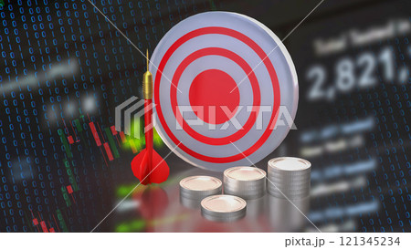 The Dart and coins for Business concept 3d rendering. 121345234