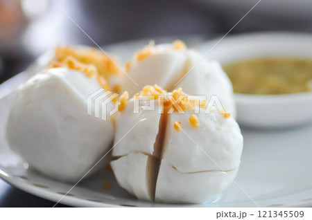 fish balls with fried garlic ,fishballs 121345509