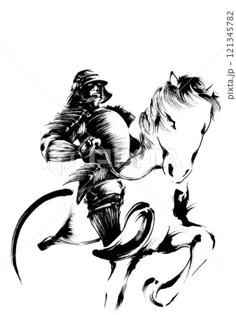 馬に乗った侍のイラストのイラスト素材 [121345782] - PIXTA