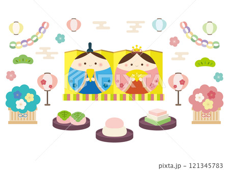 ひなまつりイラスト素材セット 121345783