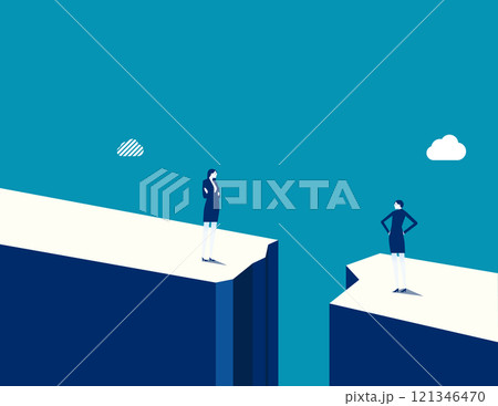 Business team with bridging the gap. Business ruined vector flat style 121346470