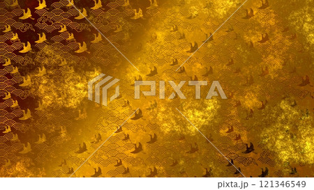 金色の和柄模様・背景 121346549