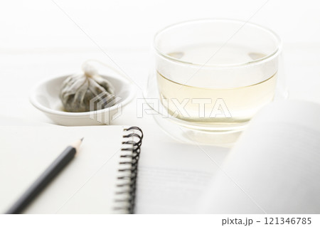 cup of hot tea and tea bag cup of hot tea and tea bag 121346785